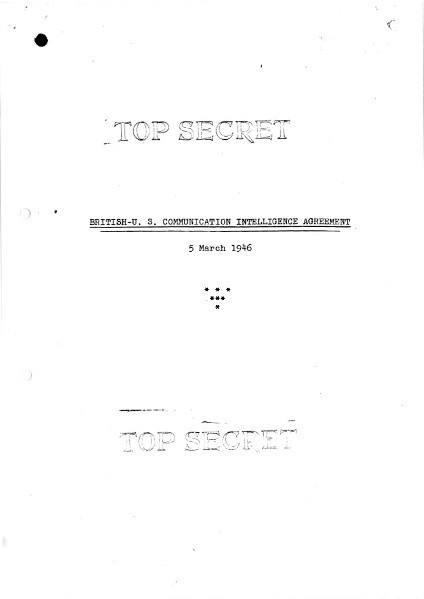 BRUSA Agreement cover page (The National Archives, HW 80/4 https://discovery.nationalarchives.gov.uk/details/r/C11536914)